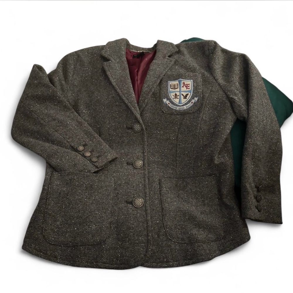 Wool Blend  American Eagle Blazer Jacket Womens M Schoolboy Y2K Academia Preppy